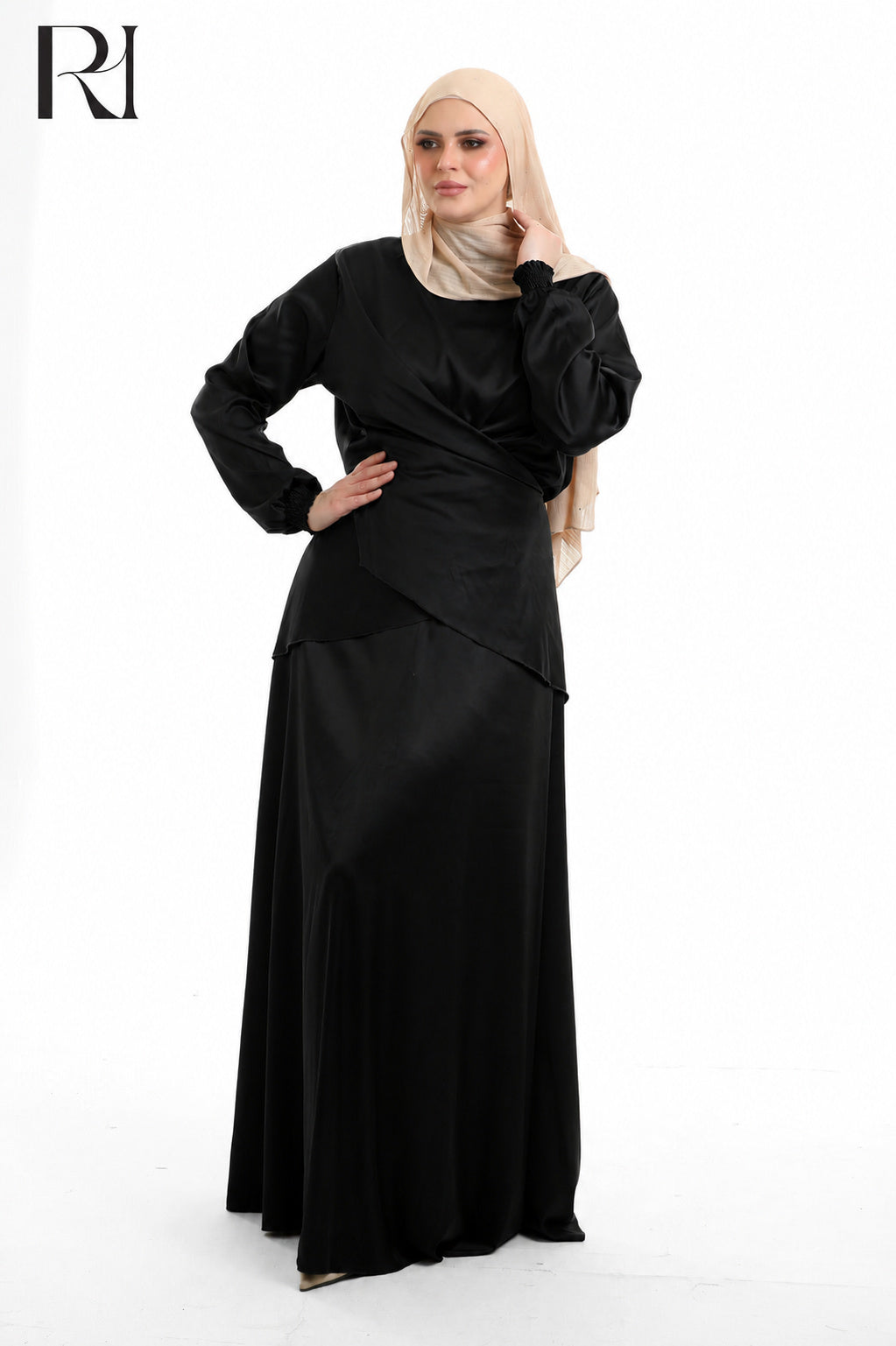 Dalia Satin Touch Two Piece Set - Black