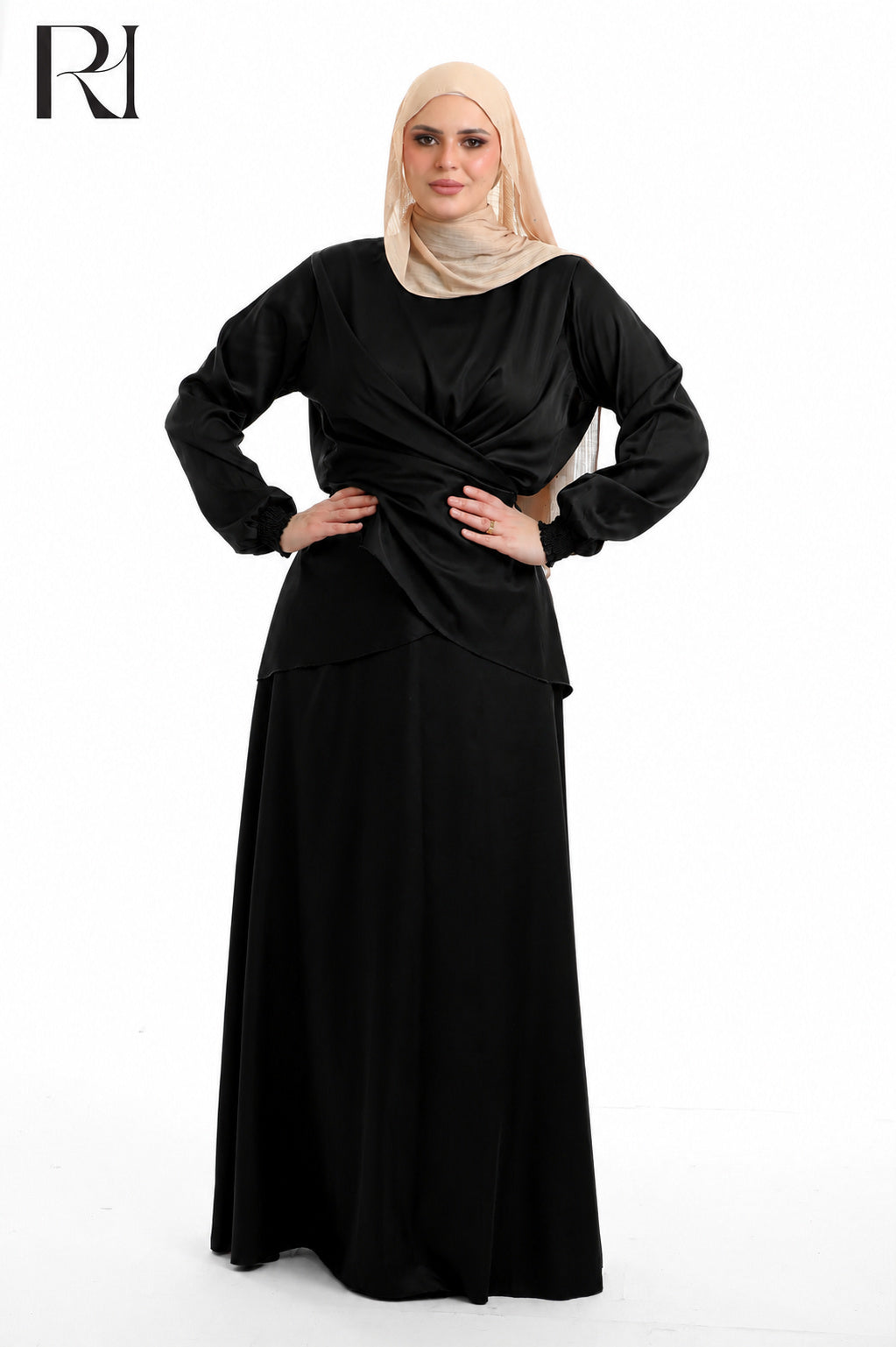 Dalia Satin Touch Two Piece Set - Black
