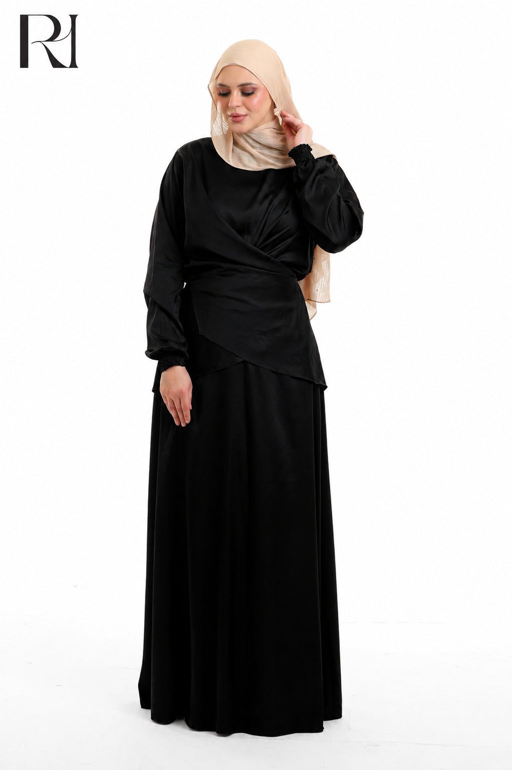 Dalia Satin Touch Two Piece Set - Black