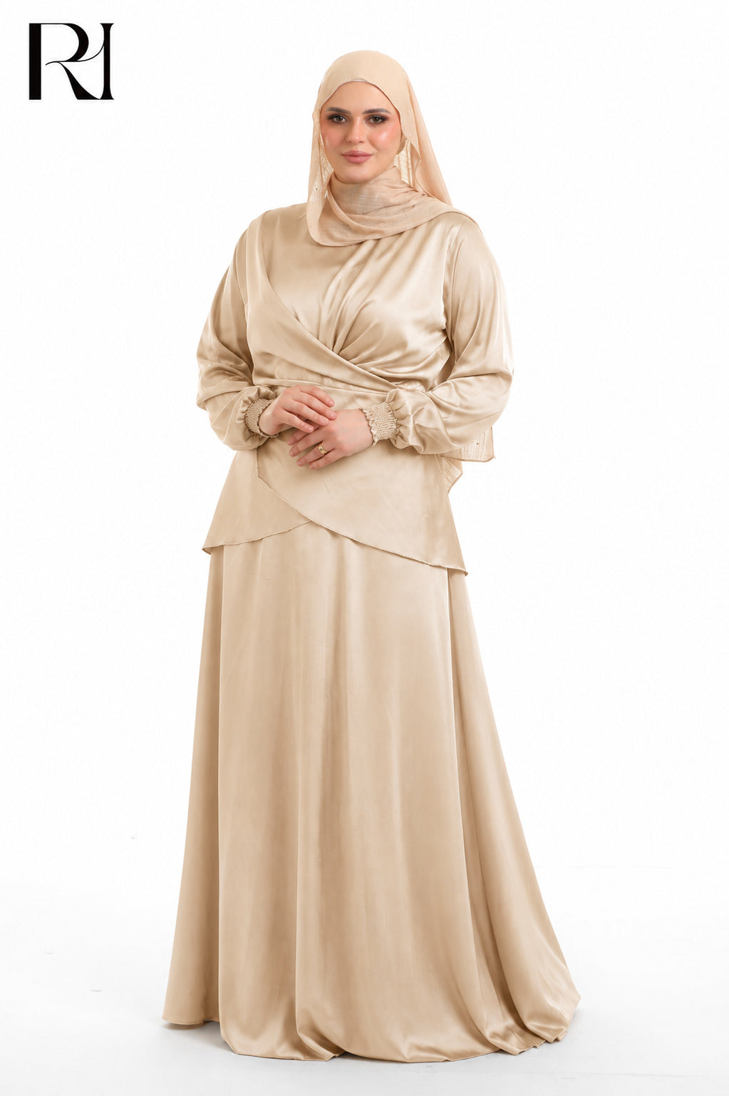 Dalia Satin Touch Two Piece Set - Beige