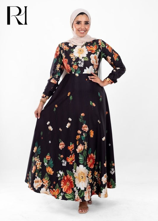 Velvet Midnight Garden Maxi Dress - Ruehaya