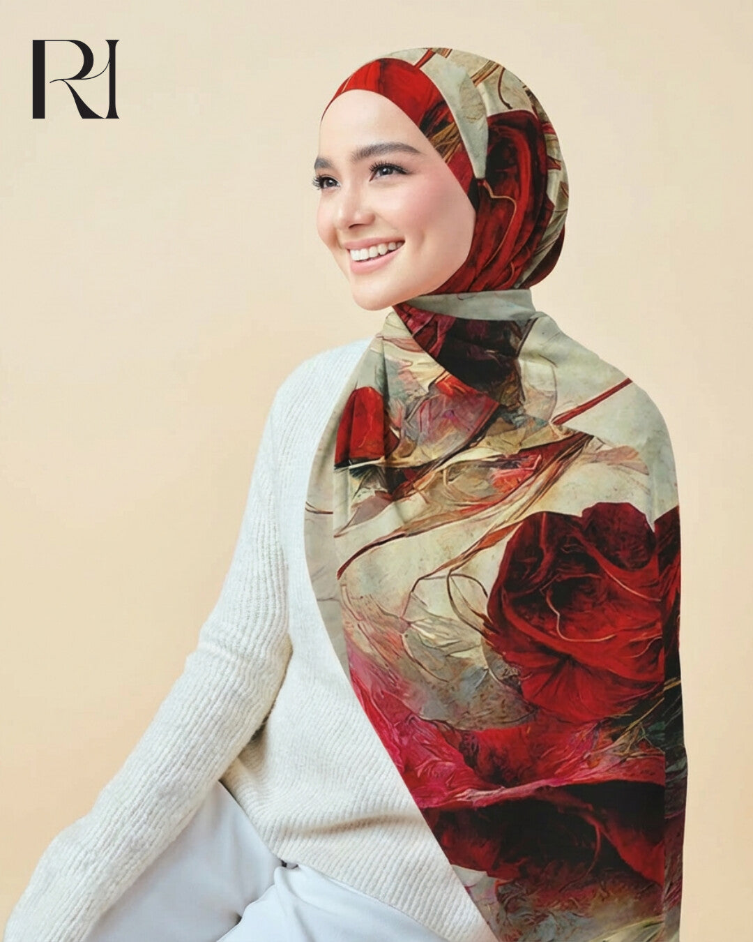 Verasen Printed Chiffon Hijab Elegant TieDye Scarf for Modest Fashion - Ruehaya