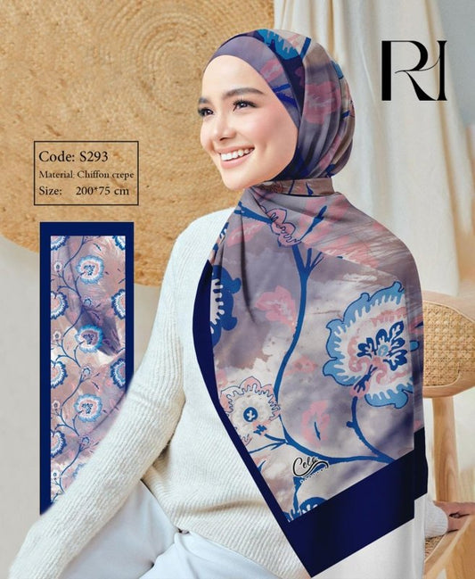 Watercolor Floral Chiffon Hijab by Ruehaya - Ruehaya