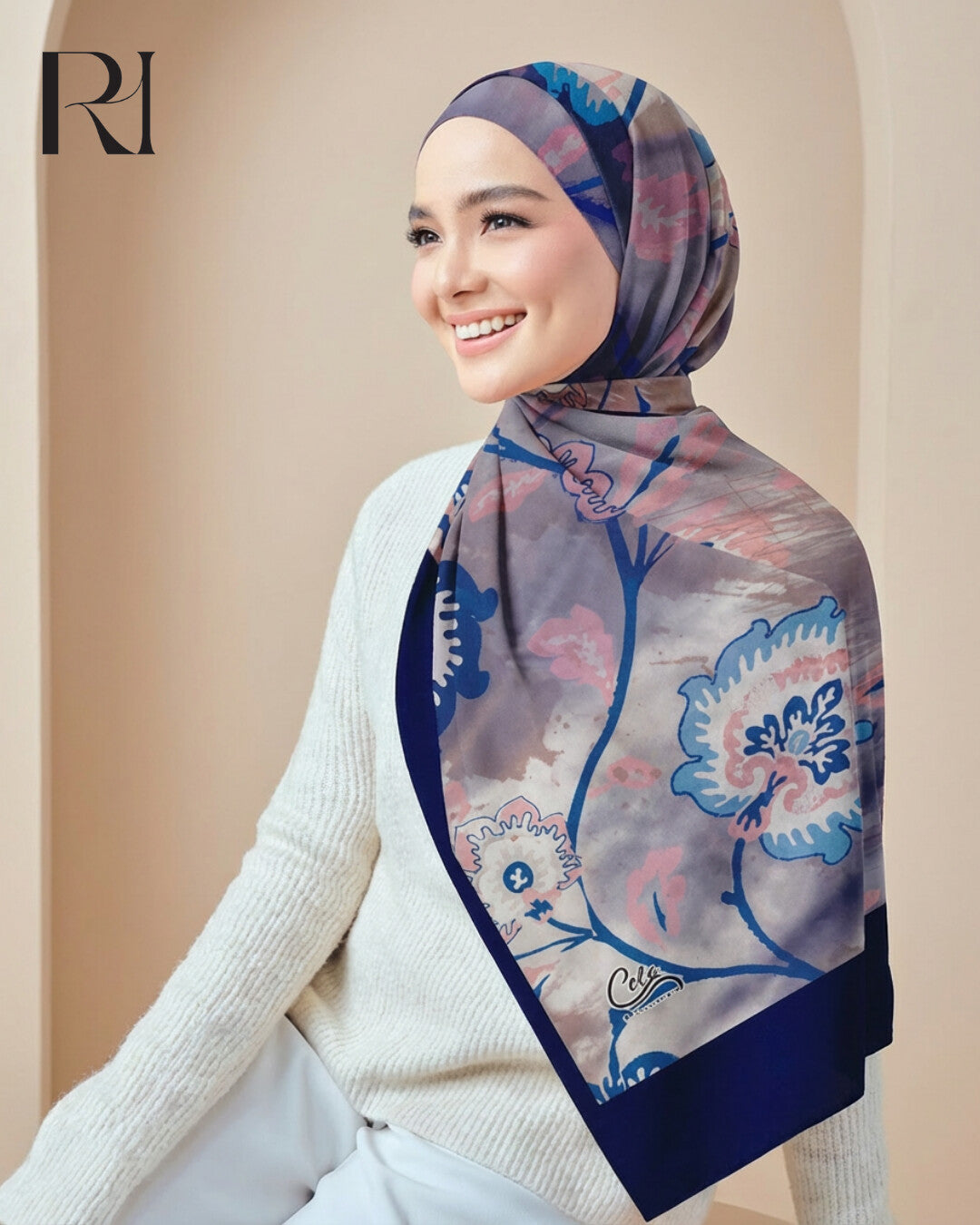 Watercolor Floral Chiffon Hijab by Ruehaya - Ruehaya