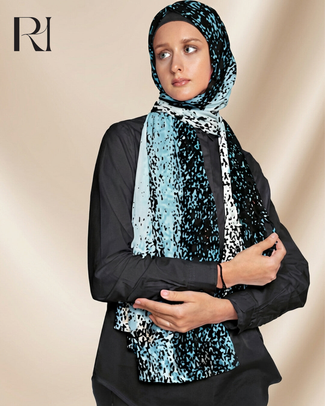 Where Art Meets Elegance Printed Chiffon Hijab by Ruehaya - Ruehaya