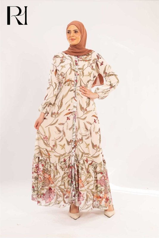 Zayna Autumnal Grove Print Maxi Dress - Ruehaya